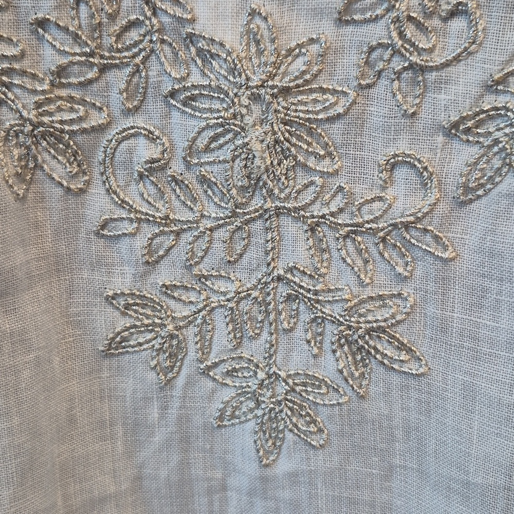 NWT Charter Club Linen Embroidered Top Women White 3/4 Sleeve Blouse 1X - Picture 6 of 15